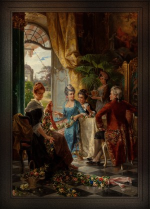 When Braiding Garlands by Carl Herpfer Classical Fine Art Reproduction